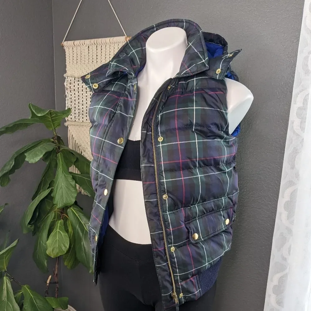 J. Crew Tartan Down Vest XS